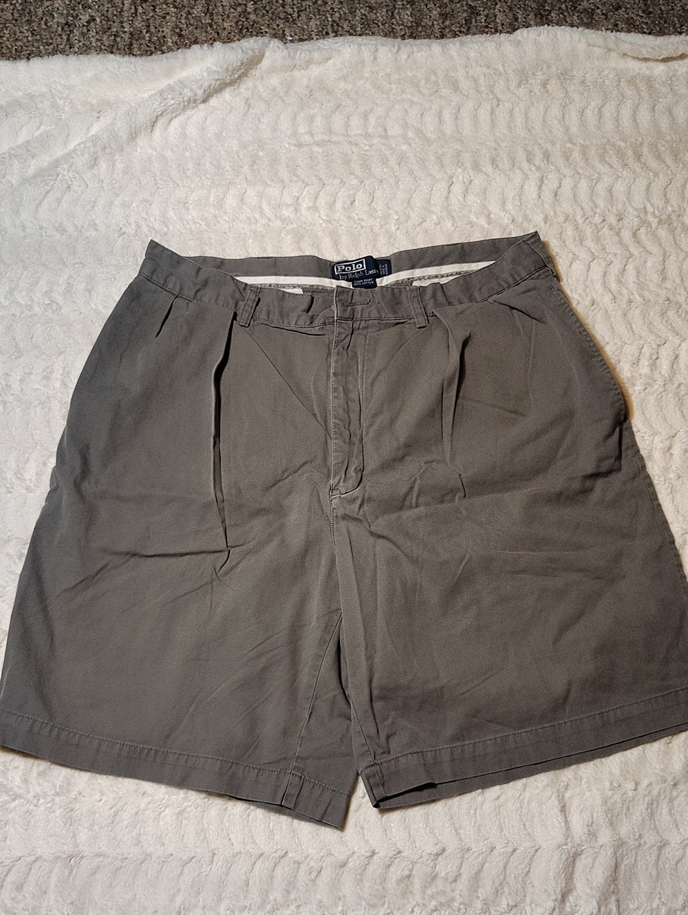 Polo by Ralph Lauren Men's Olive-Gray Flat Front Cotton Shorts
